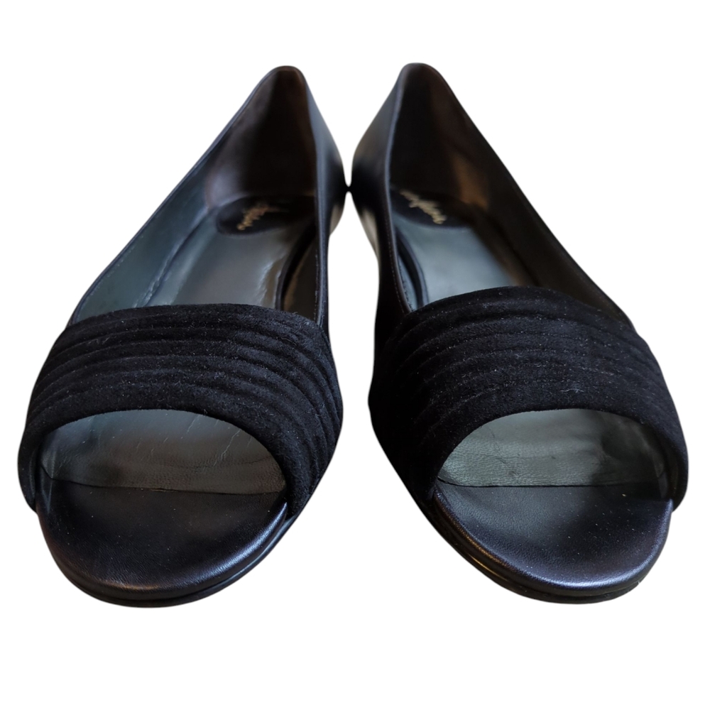 Cole Haan Wedge Heel Open Toe Shoes, 8, Velvet And Leather Dress Sandal - Picture 6 of 12